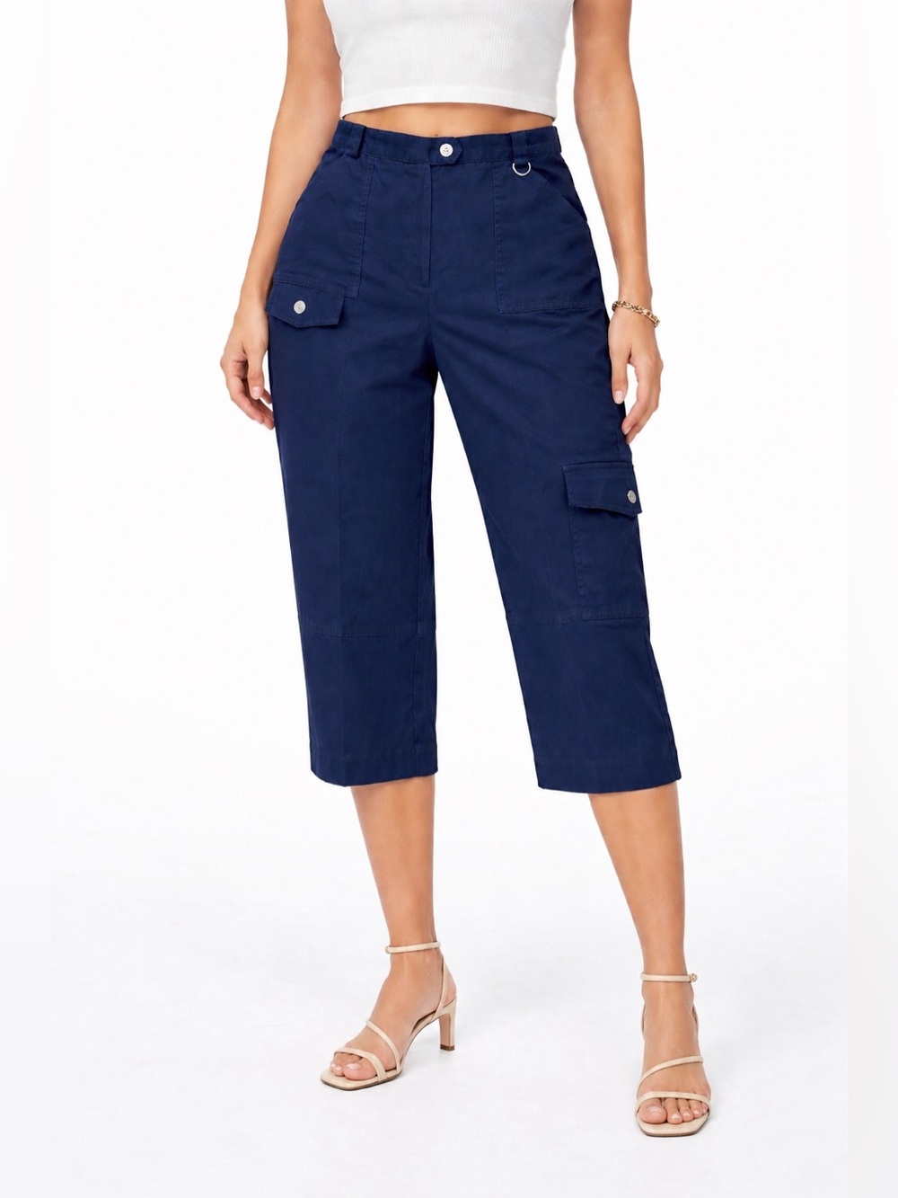 Vintage Navy Capri Cargo Pants - Petite by Michael Phillips